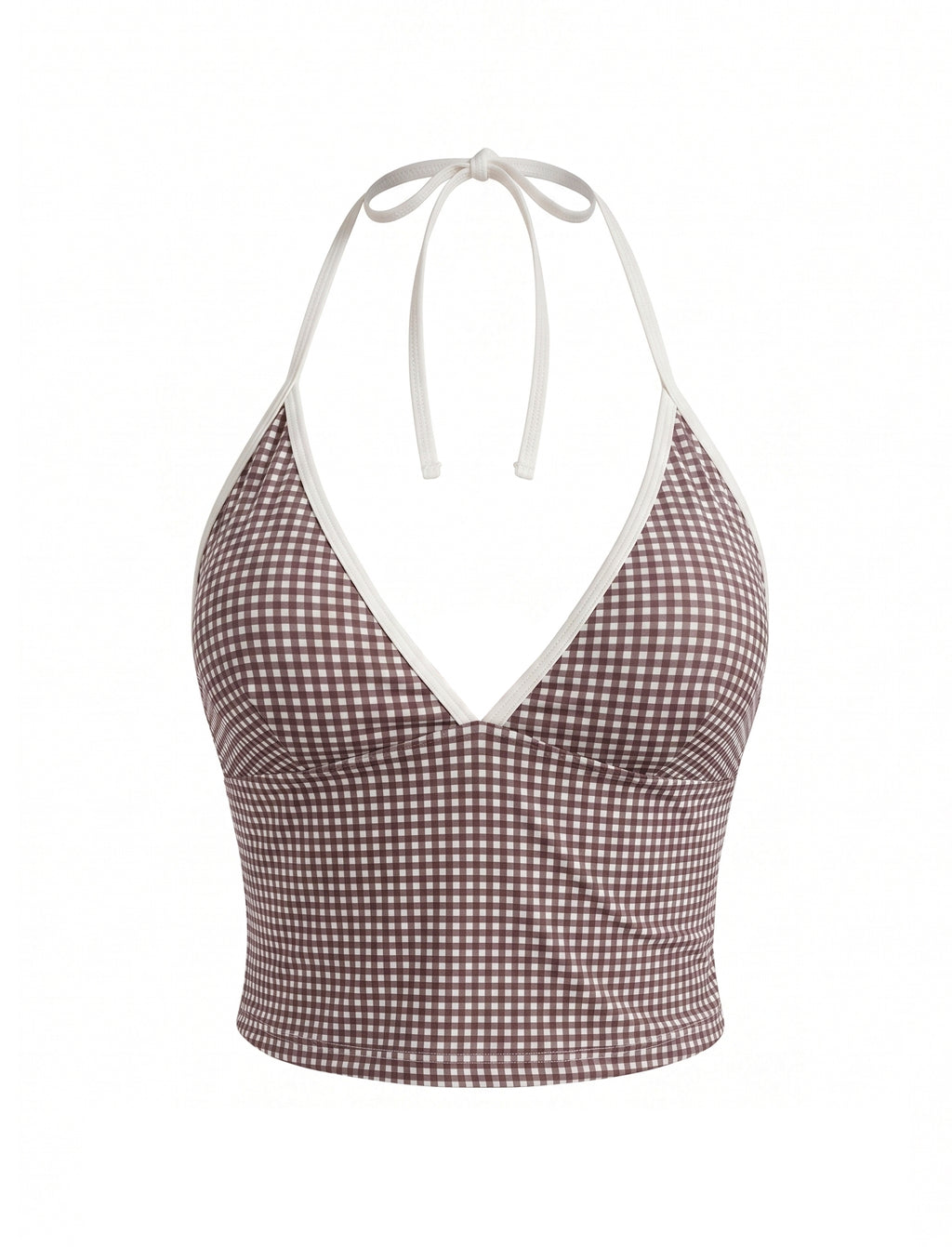 Lapaz Tankini Top - Brown Gingham