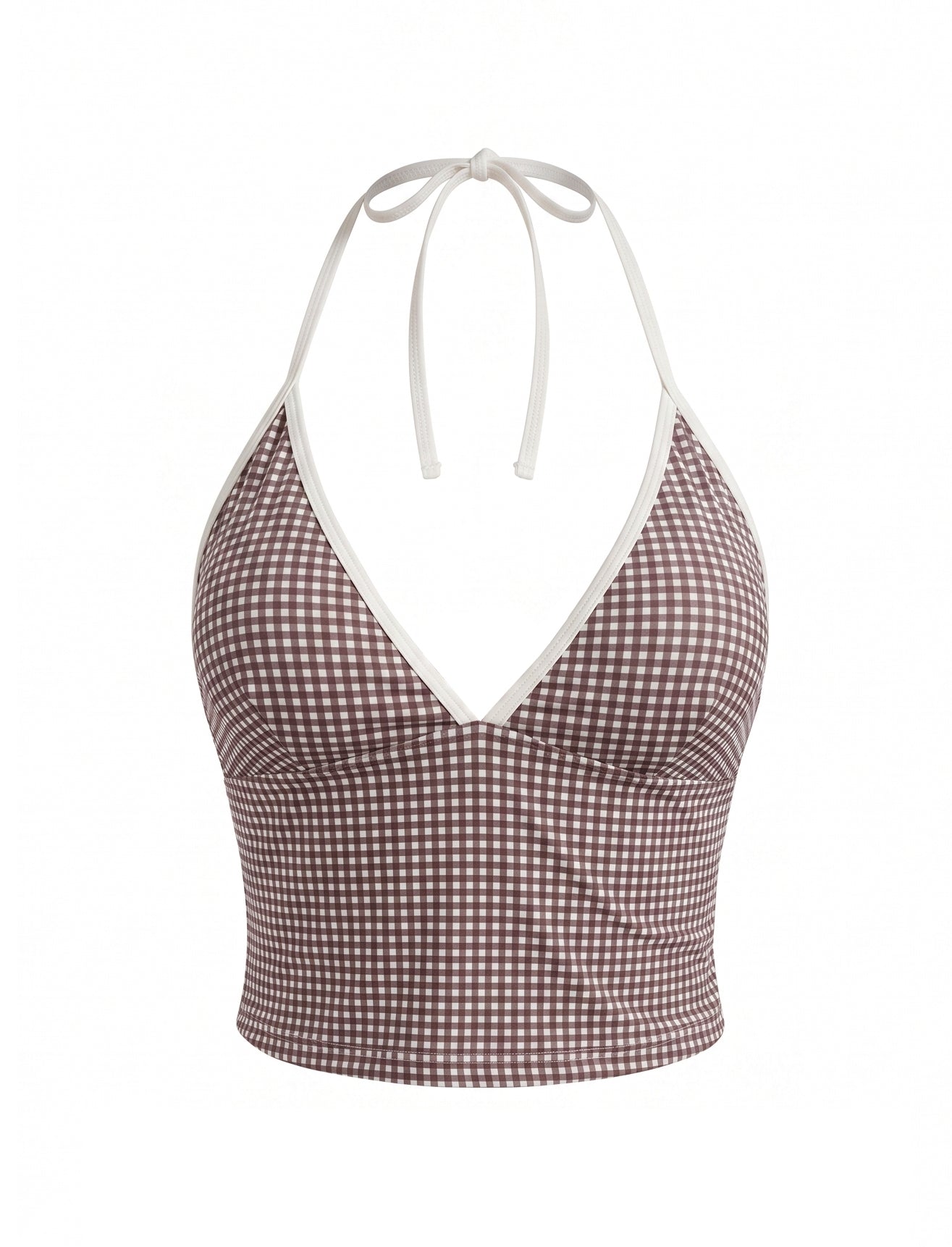 Lapaz Tankini Top - Brown Gingham