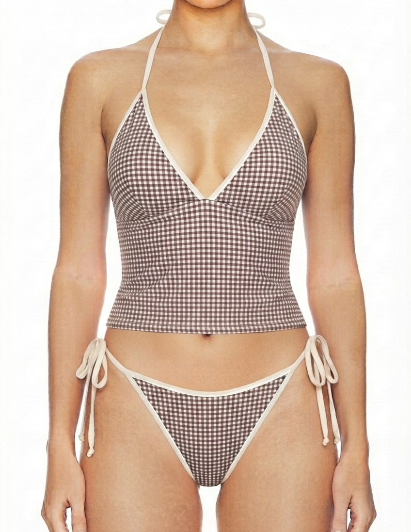 Lapaz Swim Bottom - Brown Gingham