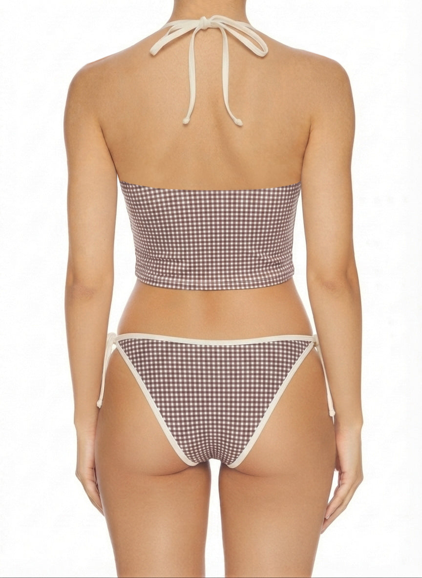 Lapaz Swim Bottom - Brown Gingham